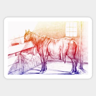 Horse Standing in a Stable By Jean Bernard Brightfully Edited Magnet